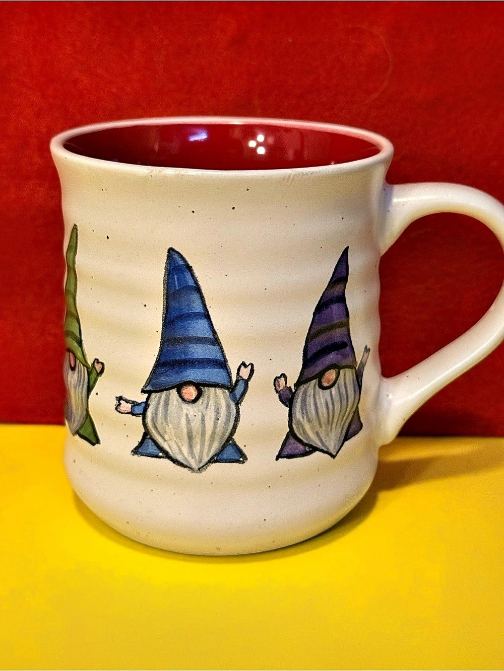 Sheffield Home Gnome Mug in White & Red